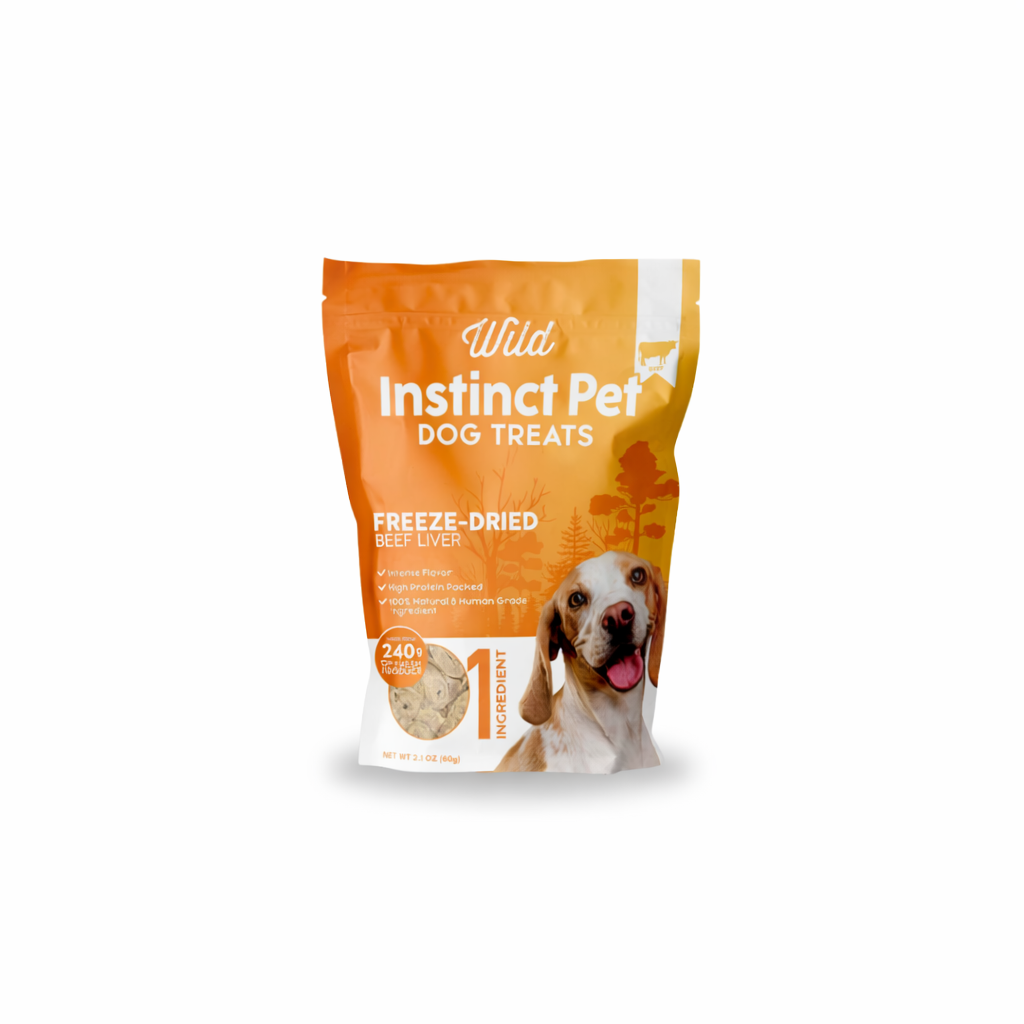 Wild Instinct freeze-dried beef liver dog treats made with 100% real meat and no fillers