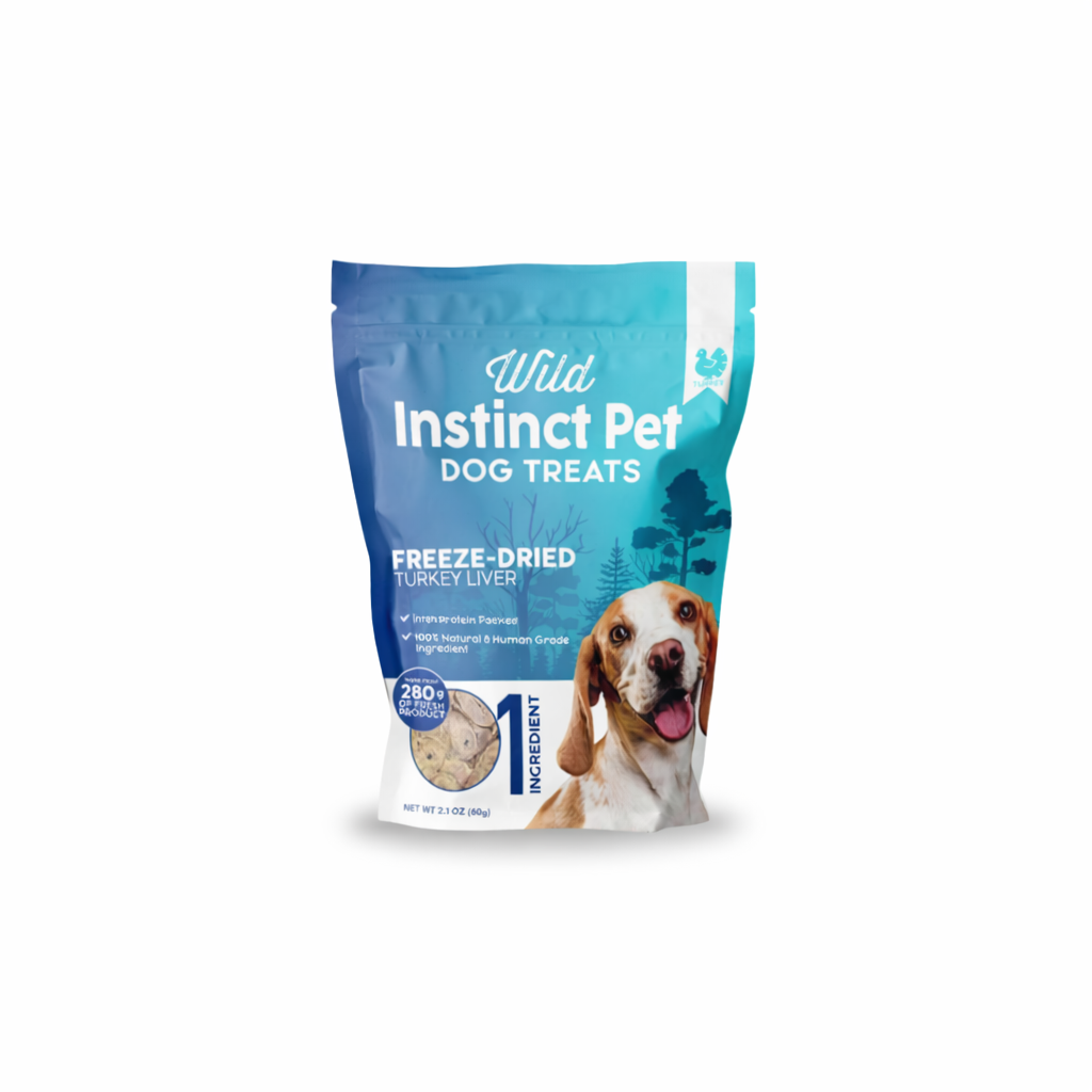Wild Instinct freeze-dried turkey liver dog treats made with 100% real meat and no fillers