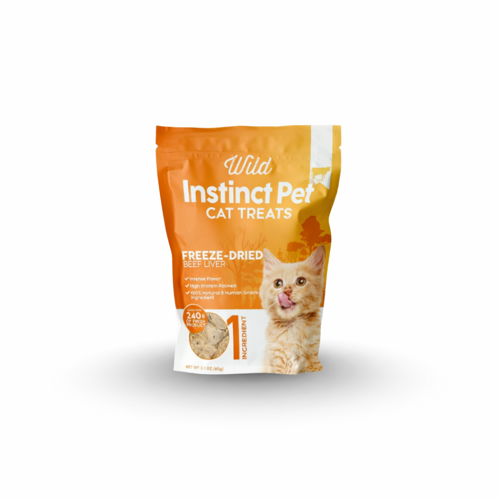 Wild Instinct Pet freeze-dried beef liver cat treats in resealable pouch