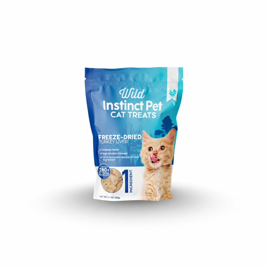 Wild Instinct Pet freeze-dried turkey liver cat treats in resealable pouch